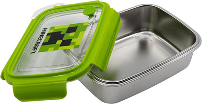 Stor Minecraft Design, Stainless Steel Lunch Box - BPA Free, Leak-Proof with Silicone Gasket & Safety Lock - Durable & Eco-Friendly - Perfect for Kids & Adults - 23 x 7 x 7cm, 1000ml
