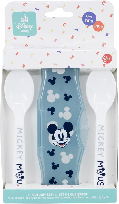 TODDLER 2 PCS PP SPOONS TRAVEL SET MICKEY MOUSE FULL OF SMILES