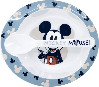 Stor Mickey Mouse 2pcs Kids Micro Set Breakfast Dinner Tableware Set - Micro Bowl and PP Spoon, BPA Free, Children, Baby
