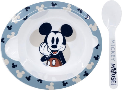 Stor Mickey Mouse 2pcs Kids Micro Set Breakfast Dinner Tableware Set - Micro Bowl and PP Spoon, BPA Free, Children, Baby