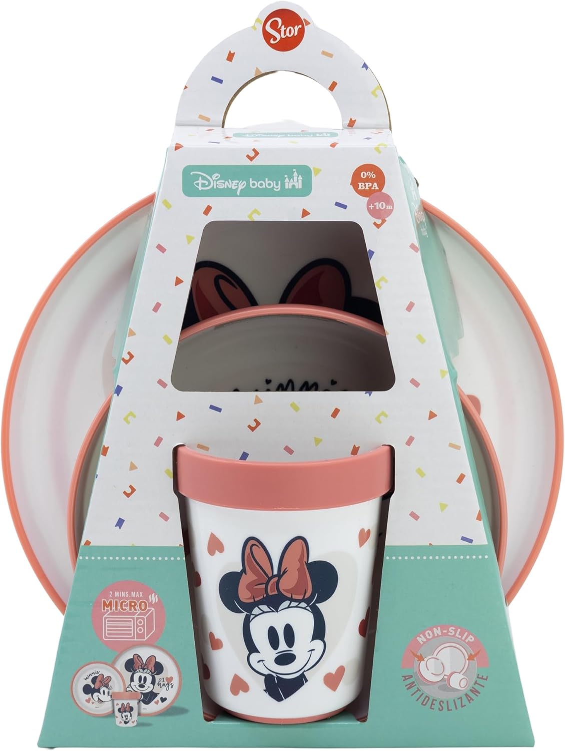 Stor Minnie Mouse 3pcs Bicolor Premium Kids Dinner Tableware Set Plate, Bowl & Tumbler, BPA Free, Non Slip, Children, Baby