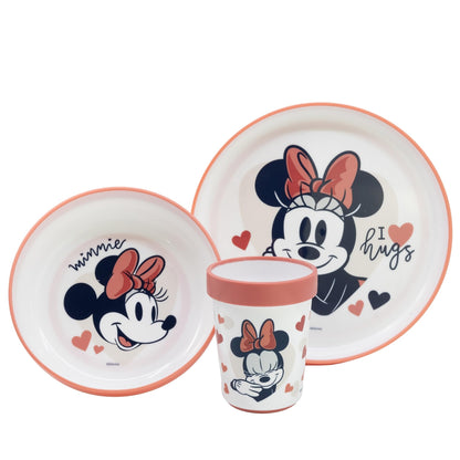 Stor Minnie Mouse 3pcs Bicolor Premium Kids Dinner Tableware Set Plate, Bowl & Tumbler, BPA Free, Non Slip, Children, Baby