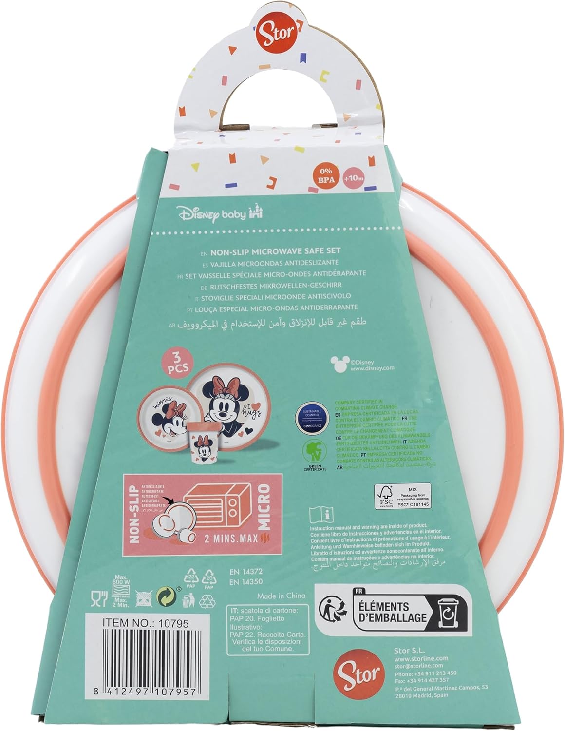 Stor Minnie Mouse 3pcs Bicolor Premium Kids Dinner Tableware Set Plate, Bowl & Tumbler, BPA Free, Non Slip, Children, Baby