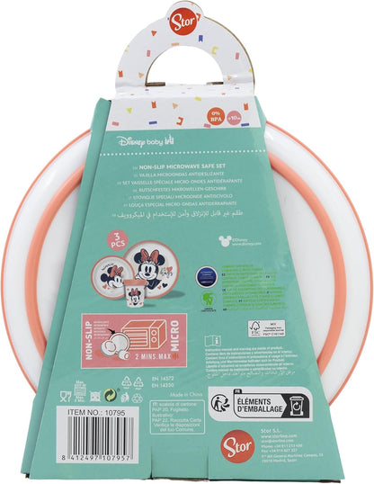 Stor Minnie Mouse 3pcs Bicolor Premium Kids Dinner Tableware Set Plate, Bowl & Tumbler, BPA Free, Non Slip, Children, Baby
