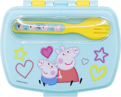 Stor: Peppa Pig Core 2022 - Funny Sandwich Box With Cutlery (13909)