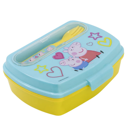 Stor: Peppa Pig Core 2022 - Funny Sandwich Box With Cutlery (13909)