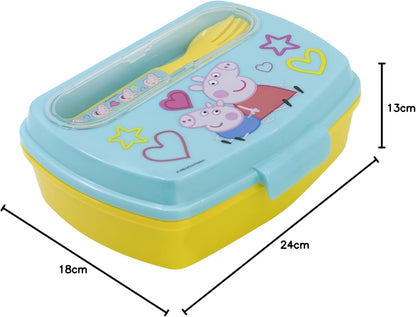 Stor: Peppa Pig Core 2022 - Funny Sandwich Box With Cutlery (13909)