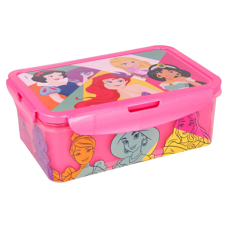 Disney Princess Kids Rectangular Lunch Bento Food Box Container with Removable Compartments 1190ml Leak Proof, BPA Free …