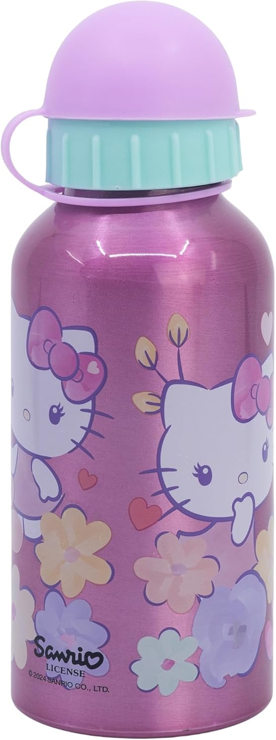 Hello Kitty Kids Aluminium Water Bottle - 400ml Reusable Water Bottle for Kids