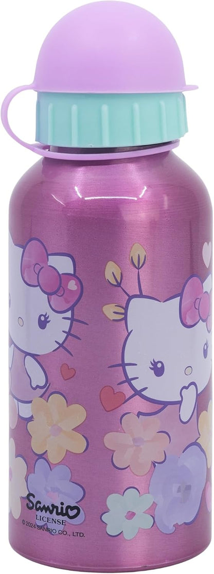 Hello Kitty Kids Aluminium Water Bottle - 400ml Reusable Water Bottle for Kids