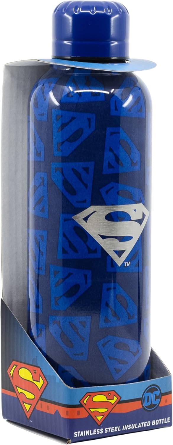 Superman | Reusable Stainless Steel Water Bottle | Double Insulated Thermos Bottle for 12 Hours of Hot Drink and 18 Hours of Cold Drink – BPA Free – 515 ml