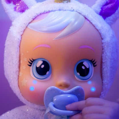 Cry Babies Goodnight Dreamy - Interactive Soft Cuddly Doll, Bedtime Doll with Night Light and Lullabys - Gift Toy for Girls and Boys Ages 18 Months and Up