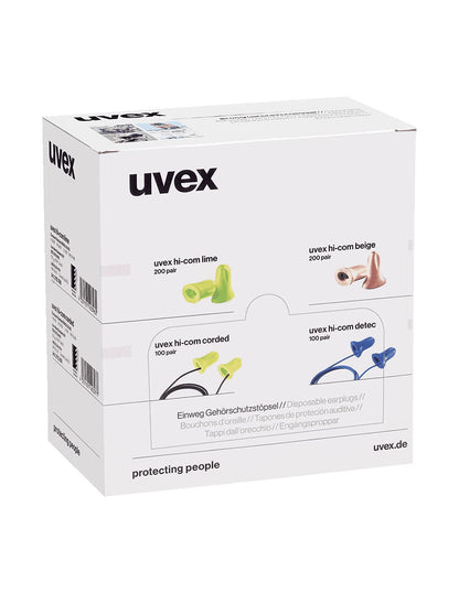 Uvex Hi-Com Cord Earplugs Grn Pk100