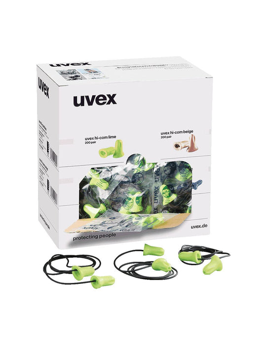 Uvex Hi-Com Cord Earplugs Grn Pk100