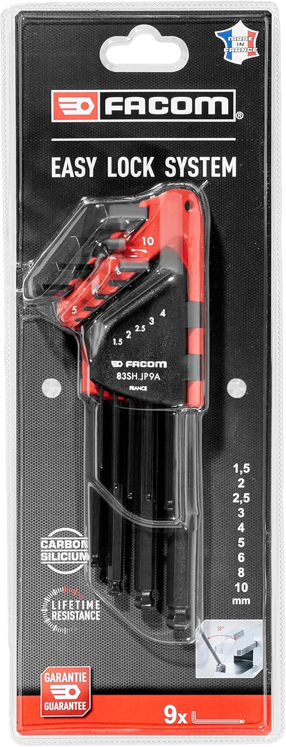 Facom 83Sh.Jp9A - Set Of Hex Keys With Spherical Head, 1.5 - 10 Mm