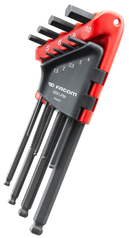 Facom 83Sh.Jp9A - Set Of Hex Keys With Spherical Head, 1.5 - 10 Mm