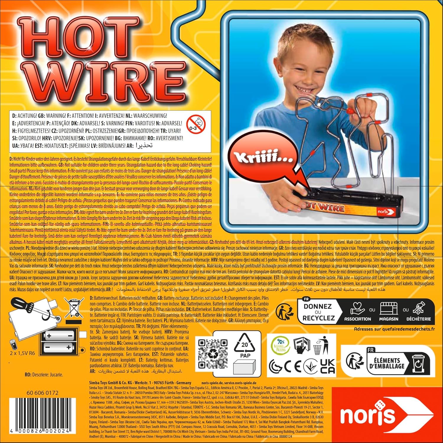 Noris 606060172 Hot Wire, het bekende behendigheidsspel voor het hele gezin (batterijen niet inbegrepen), vanaf 3 jaar