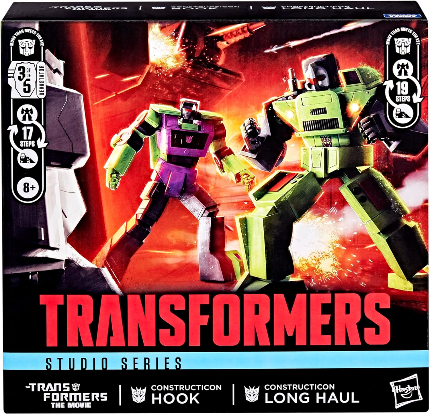 Transformers Studio Series, Constructicon Long Haul e Constructicon Hook, action figure ispirate al film "Transformers: The Movie"