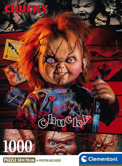 Clementoni Jigsaw Puzzle 1000 pieces, Chucky Horror Movies, Puzzle for Adults, 37099, Made in Italy
