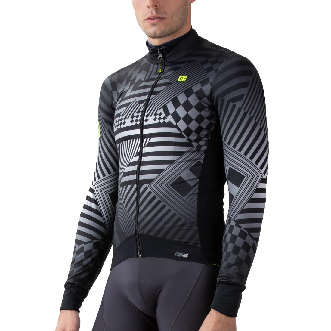 Alé Men's PR-S Checker Long Sleeve Cyling Jersey, Grey, M