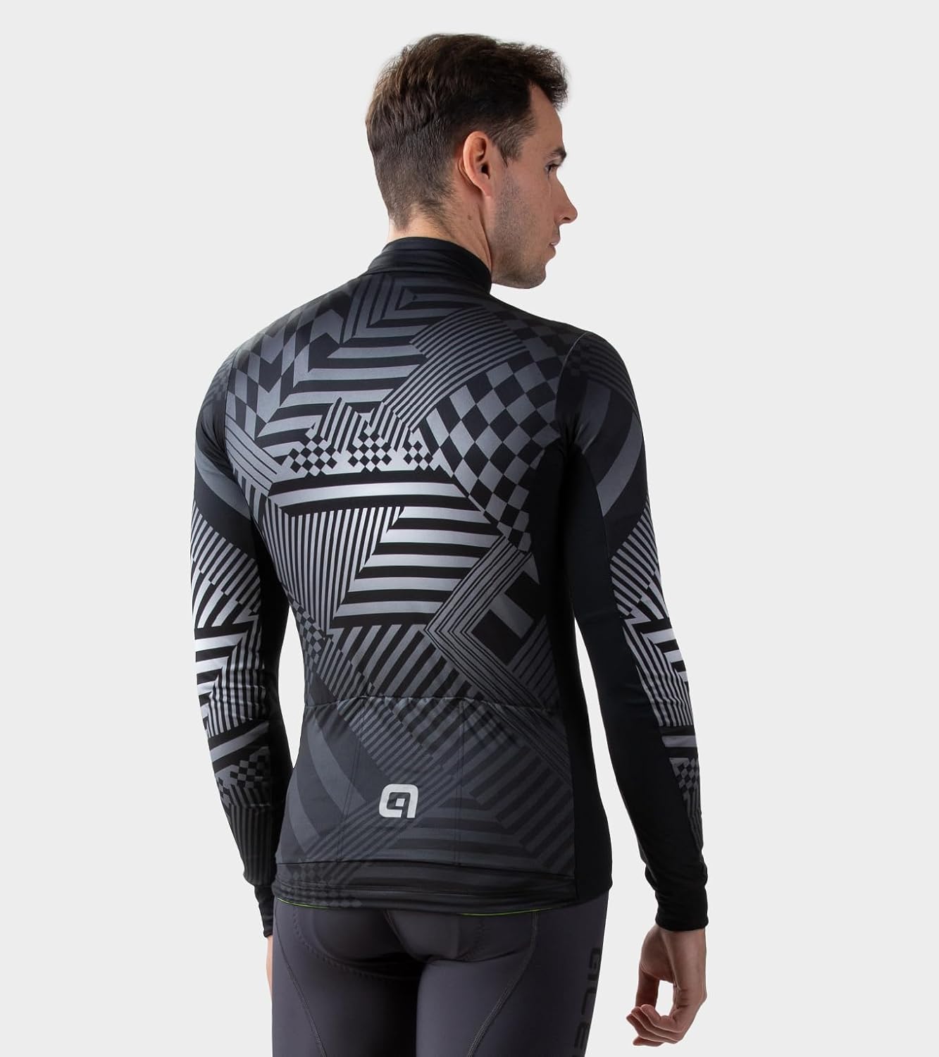 Alé Men's PR-S Checker Long Sleeve Cyling Jersey, Grey, M