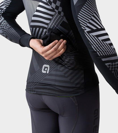 Alé Men's PR-S Checker Long Sleeve Cyling Jersey, Grey, M