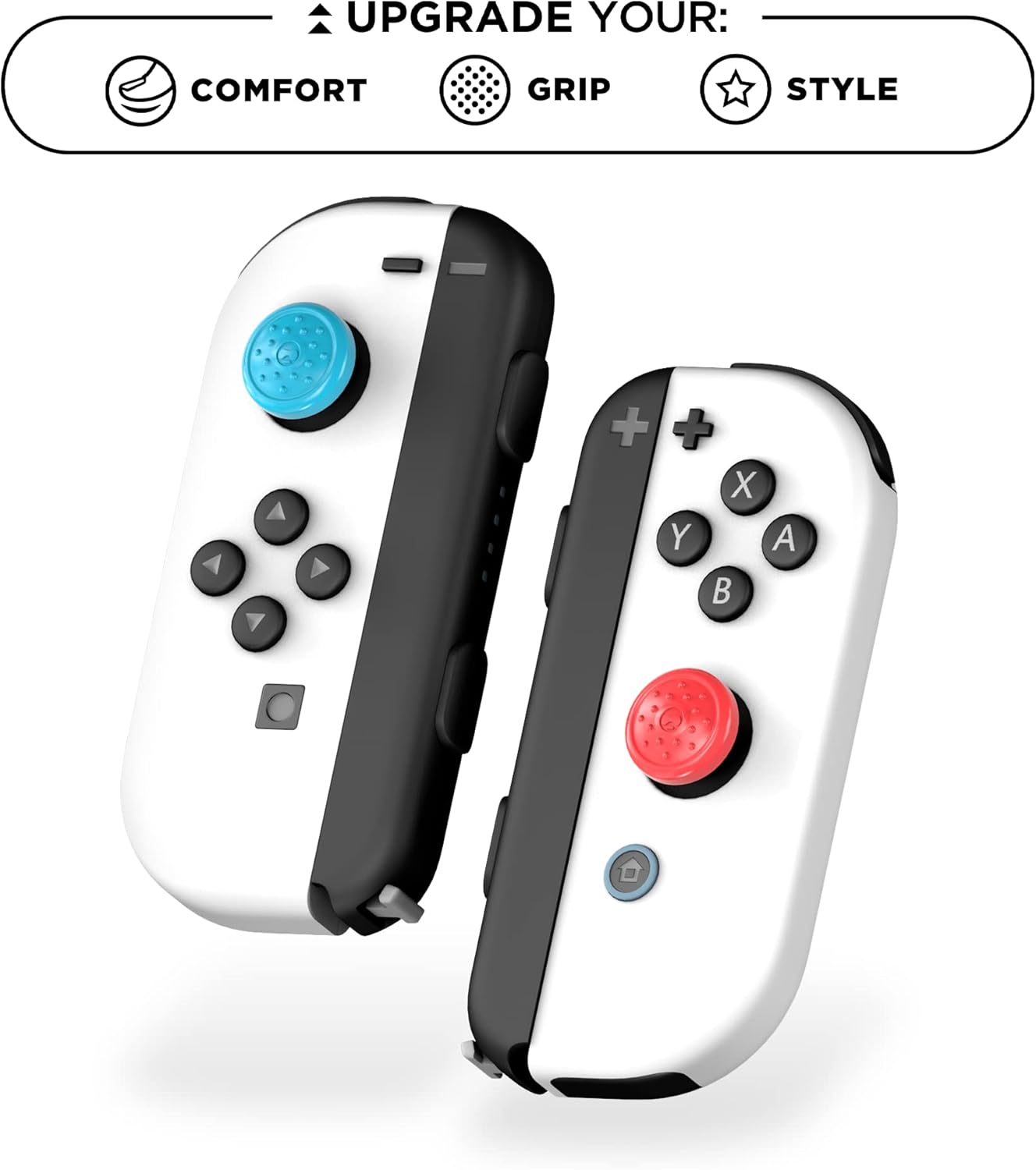 KontrolFreek Manopole antiscivolo per controller Nintendo Switch Joy-Con | confezione da 8 | blu/verde/rosso/nero/rosa/viola/arancione