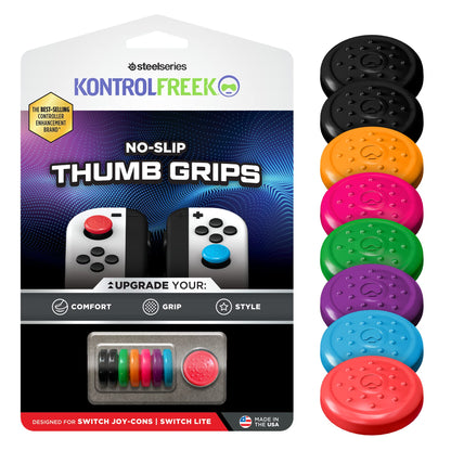 KontrolFreek Manopole antiscivolo per controller Nintendo Switch Joy-Con | confezione da 8 | blu/verde/rosso/nero/rosa/viola/arancione