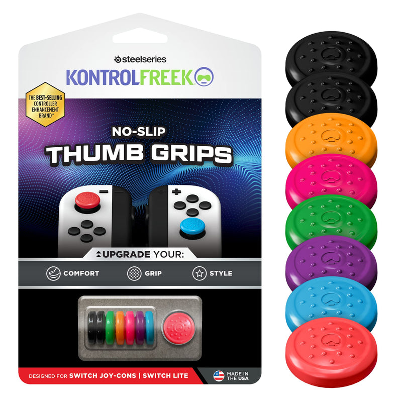KontrolFreek Manopole antiscivolo per controller Nintendo Switch Joy-Con | confezione da 8 | blu/verde/rosso/nero/rosa/viola/arancione