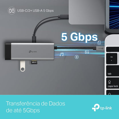 TP-Link UH5020C Hub USB-C 5 in 1-2 porte USB 3.0, 2 porte USB-C, design compatto e leggero, ad alta velocità di trasferimento dati, Plug & Play per PC, Mac e dispositivi USB-C
