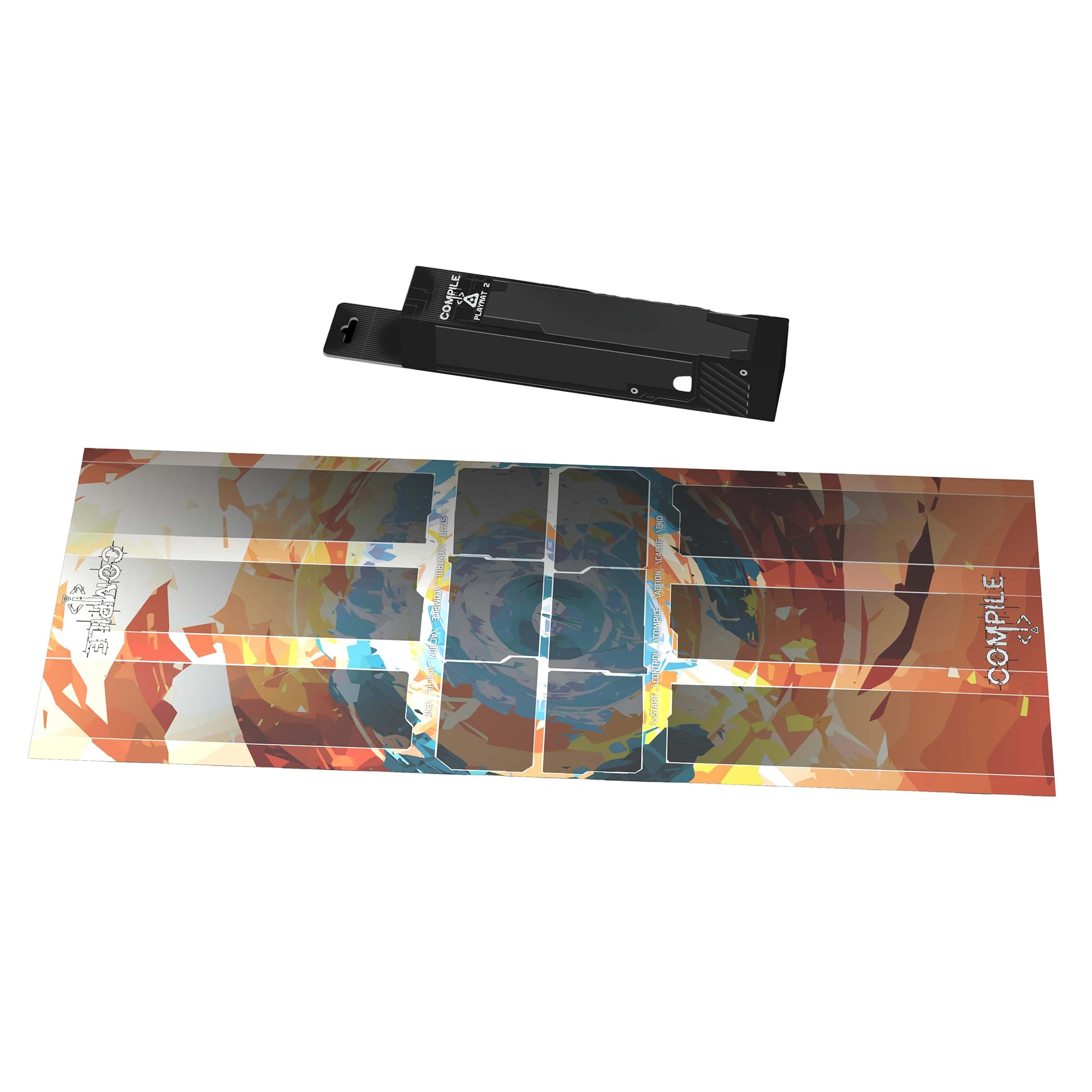 Greater Than Games: Compile: Playmat 2 - Measures 11 x 29.5, Vinyl Neoprene Playmat to Organize Cards, Area Control Strategy Card Game Accessory