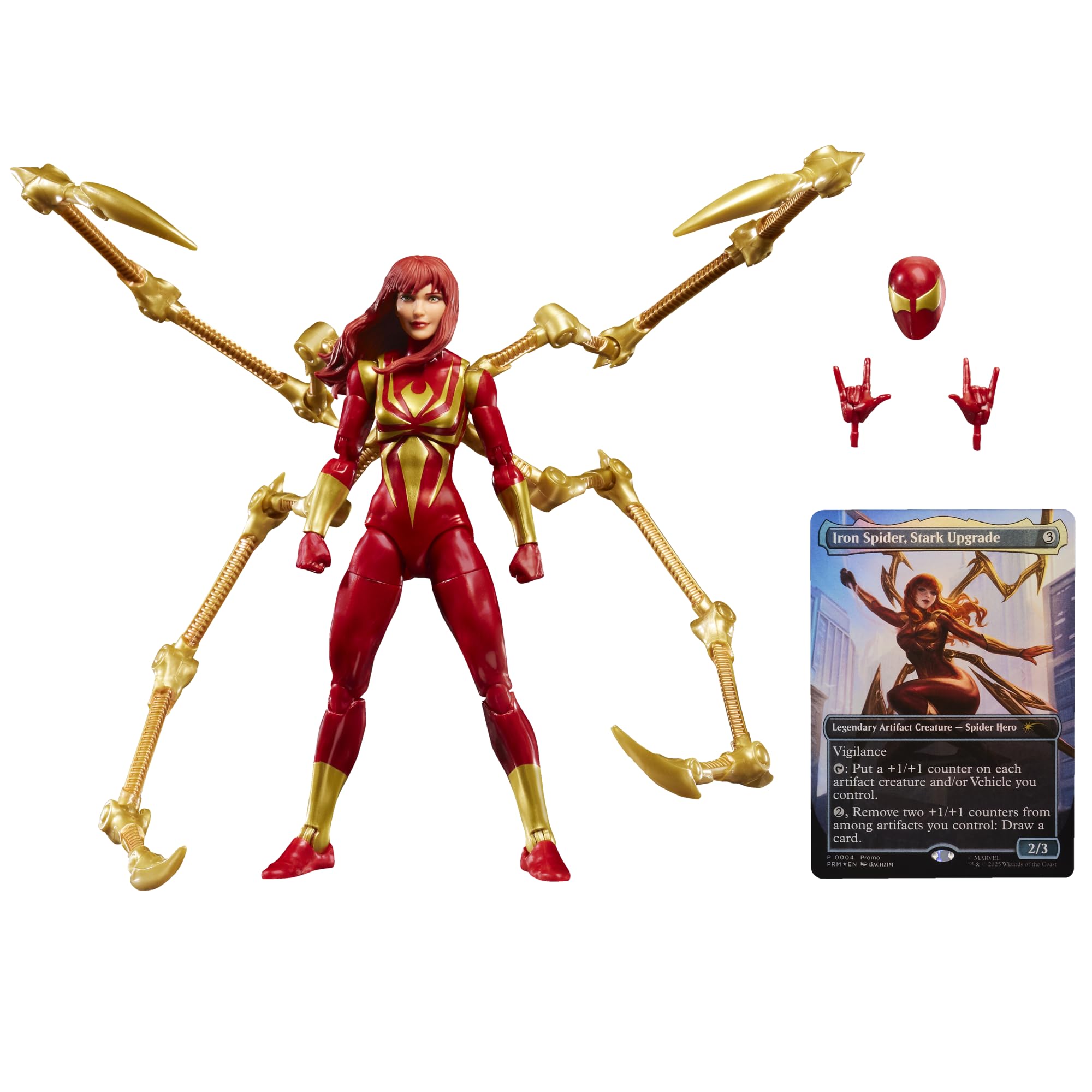 Marvel Legends Series Magic: The Gathering Mary Jane Watson (Iron Spider), Spider-Man Action Figure and Exclusive Foil Trading Card