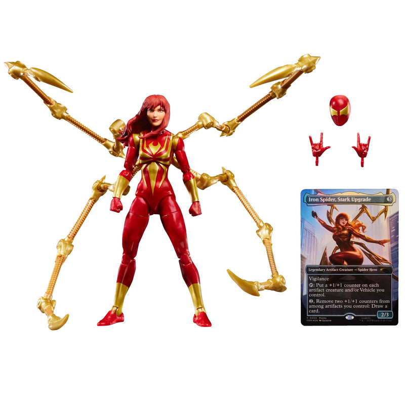 Marvel Legends Series Magic: The Gathering Mary Jane Watson (Iron Spider), Spider-Man Action Figure and Exclusive Foil Trading Card