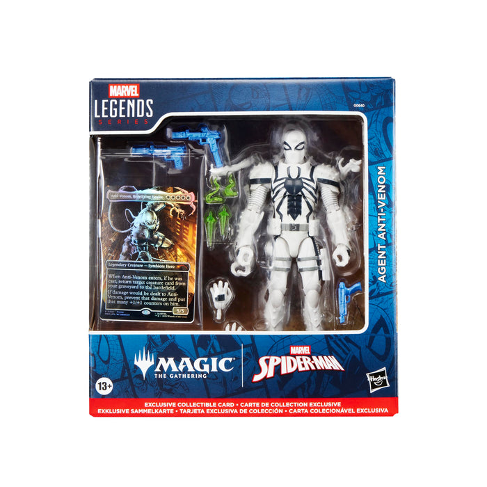 Marvel Legends Series Magic: The Gathering Agent Anti-Venom, Spider-Man Action Figure plus Exclusive Foil Trading Card