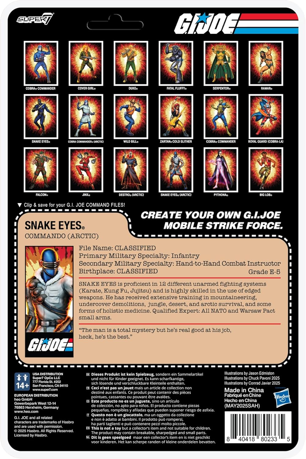 Super7 G.I. Joe Reaction+ Wave 05 (Film) - Arctic Snake Eyes Action Figure (Film)