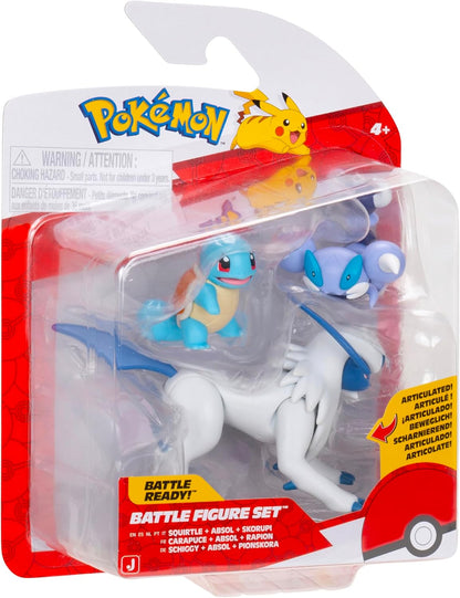 Pokémon Battle Figure 3 Pack - Features 2-Inch Squirtle and Skorupi and 3-Inch Absol Battle Figures