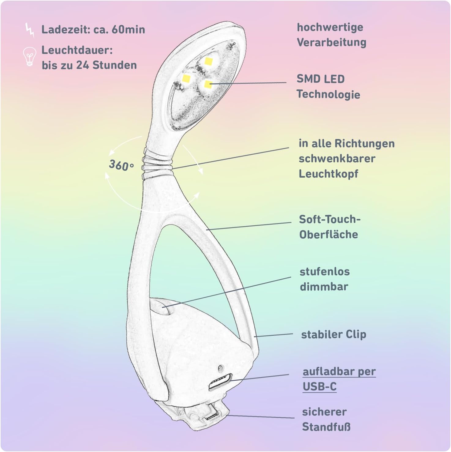 Oplaadbaar Leeslampje - Wit