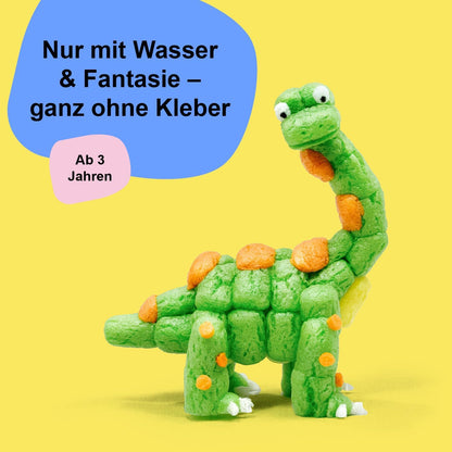 Playmais Classic Dino Knutselset, 90-delig, natuurlijk speelgoed, incl. sponsje, veganistisch, verantwoordelijk en veilig voor kinderen en milieu, vanaf 3 jaar