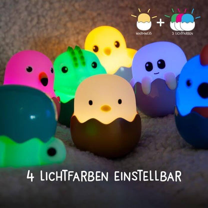 EGGY'S Mystery Lights Mini Night Lights for Children, Mystery Box, Random Figures, 1 out of 9 to Collect, 4 Different Light Colours, Infinitely Dimmable, with Pendant, MegaLight Blind Box