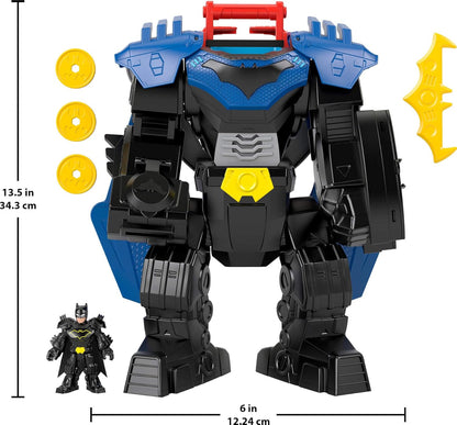Fisher-Price Imaginext DC Super Friends Batman Flight Mech with Lights, Sounds Motion & 3-inch Action Figure, 14.5-inch Toy Includes Launcher & Discs, JDL03