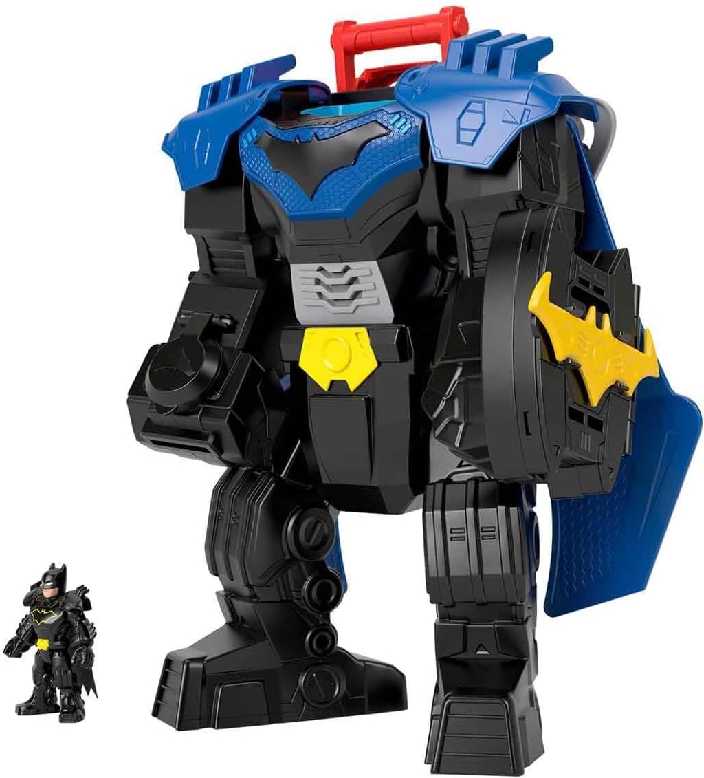 Fisher-Price Imaginext DC Super Friends Batman Flight Mech with Lights, Sounds Motion & 3-inch Action Figure, 14.5-inch Toy Includes Launcher & Discs, JDL03
