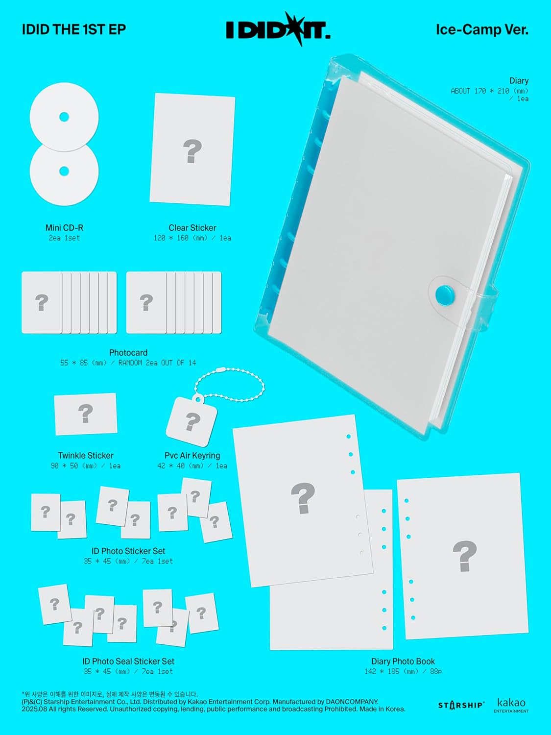 I Did It - Ice-Camp Version - incl. Diary, 88pg Diary Photobook, Clear Sticker, Twinkle Sticker, PVC Air Keyring, ID Photo Sticker Set, ID Photo Seal Sticker Set + 2 Photocards