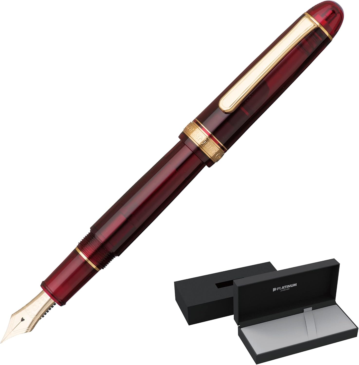 Platinum #3776 Century Fountain Pen Gold Trim Bourgogne Uef