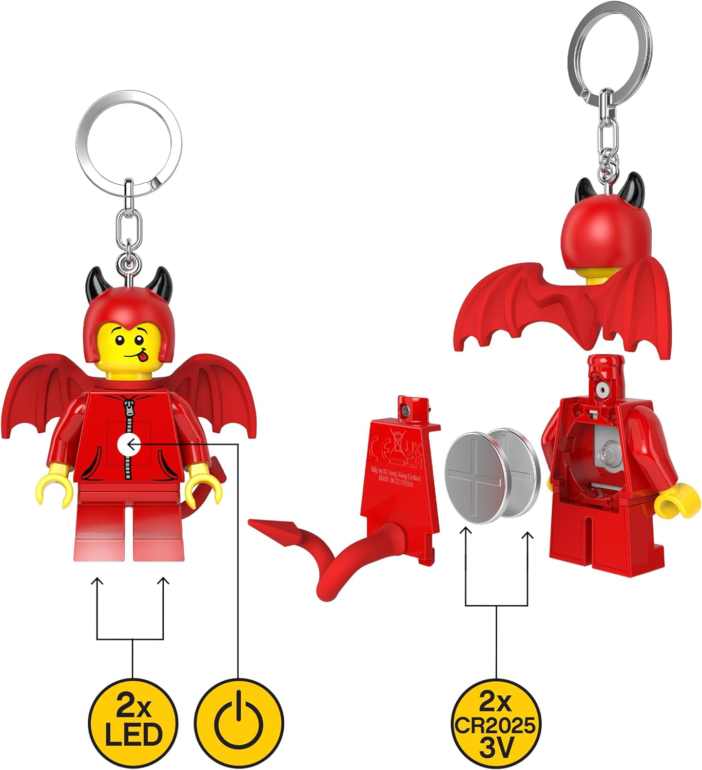 LEGO Minifigures Portachiavi Light - Carino Litte Devil - Figura alta 7,6 cm (KE215H