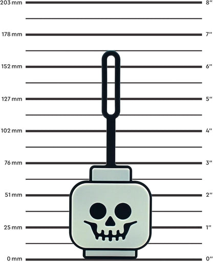 Lego Minifigures Bag Tag - Skeleton Head Glow in The Dark (53648), Trick or Treat Accessory, Halloween Theme Luggage Tag, Silicone