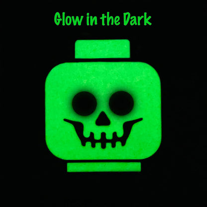 Lego Minifigures Bag Tag - Skeleton Head Glow in The Dark (53648), Trick or Treat Accessory, Halloween Theme Luggage Tag, Silicone