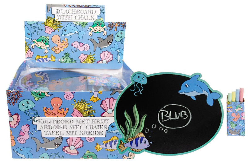 DUCKIEZ Childs Ocean Design krijtbord met krijt. Meerdere ontwerpen, willekeurig gekozen. Ideale feesttasvulling, schoolcadeau of cadeau!