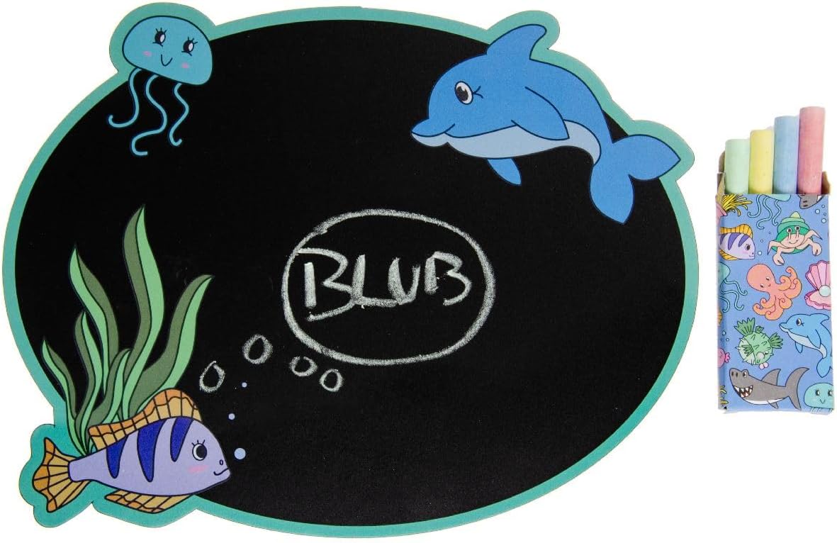 DUCKIEZ Childs Ocean Design krijtbord met krijt. Meerdere ontwerpen, willekeurig gekozen. Ideale feesttasvulling, schoolcadeau of cadeau!