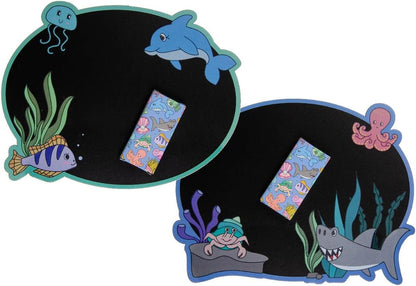 DUCKIEZ Childs Ocean Design krijtbord met krijt. Meerdere ontwerpen, willekeurig gekozen. Ideale feesttasvulling, schoolcadeau of cadeau!