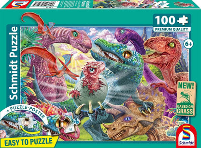 Schmidt | Small Dinosaurs, Big Adventures (100 Pieces) | Kids Jigsaw Puzzle | Ages 6+ | 1+ Players